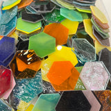 Pre-Cut Stained Glass Honeycomb/Hexagon Pieces Perfect for Stained Glass, Fusing, Mosaics and more!! Tools Colorado Glassworks