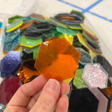 Pre-Cut Stained Glass Honeycomb/Hexagon Pieces Perfect for Stained Glass, Fusing, Mosaics and more!! Tools Colorado Glassworks