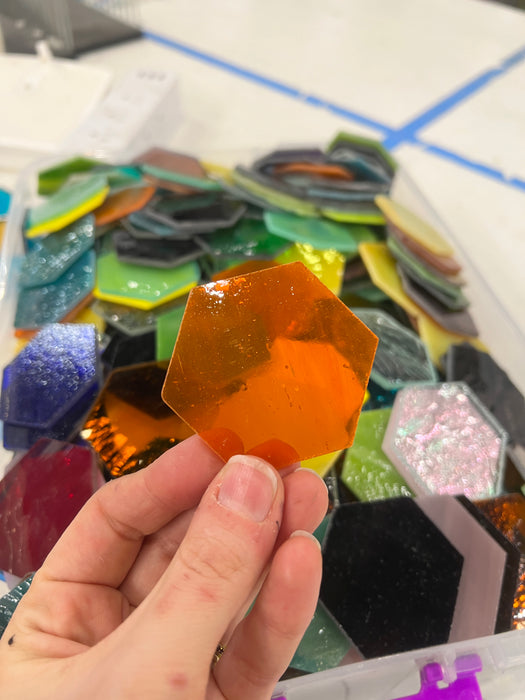 Pre-Cut Stained Glass Honeycomb/Hexagon Pieces Perfect for Stained Glass, Fusing, Mosaics and more!! Tools Colorado Glassworks