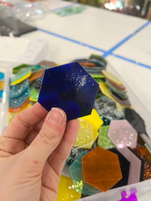 Pre-Cut Stained Glass Honeycomb/Hexagon Pieces Perfect for Stained Glass, Fusing, Mosaics and more!! Tools Colorado Glassworks