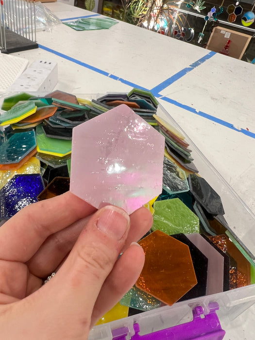 Pre-Cut Stained Glass Honeycomb/Hexagon Pieces Perfect for Stained Glass, Fusing, Mosaics and more!! Tools Colorado Glassworks