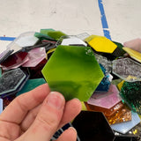 Pre-Cut Stained Glass Honeycomb/Hexagon Pieces Perfect for Stained Glass, Fusing, Mosaics and more!! Tools Colorado Glassworks
