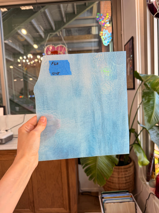 Light Blue Textured Transparent Sheet Glass Colorado Glassworks F67 (10x8in)