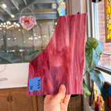 Cranberry White Wispy Bullseye Fusible 90 COE (2311) Sheet Glass Colorado Glassworks F2 (6x3.5in)