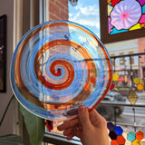 Patriotic Pinwheel (slight warp) Mouthblown Rondel