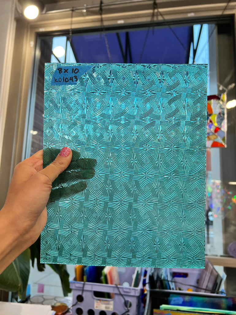 Teal Celtic Textured Kokomo Sheet Glass Colorado Glassworks   