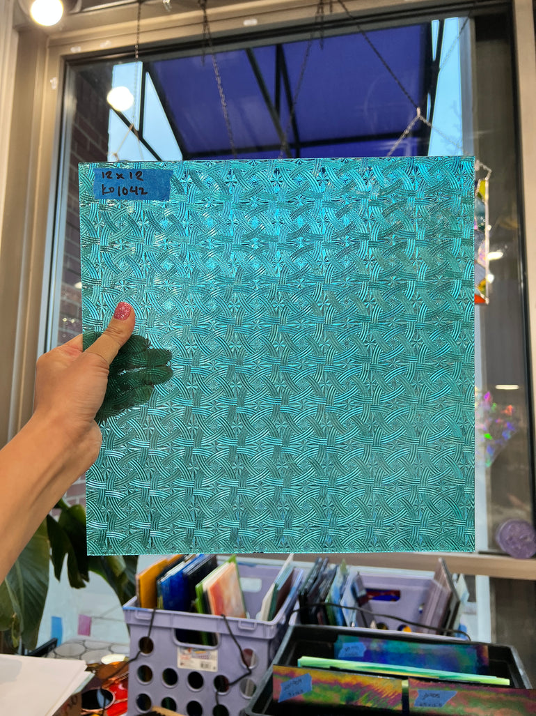 Teal Celtic Textured Kokomo Sheet Glass Colorado Glassworks   