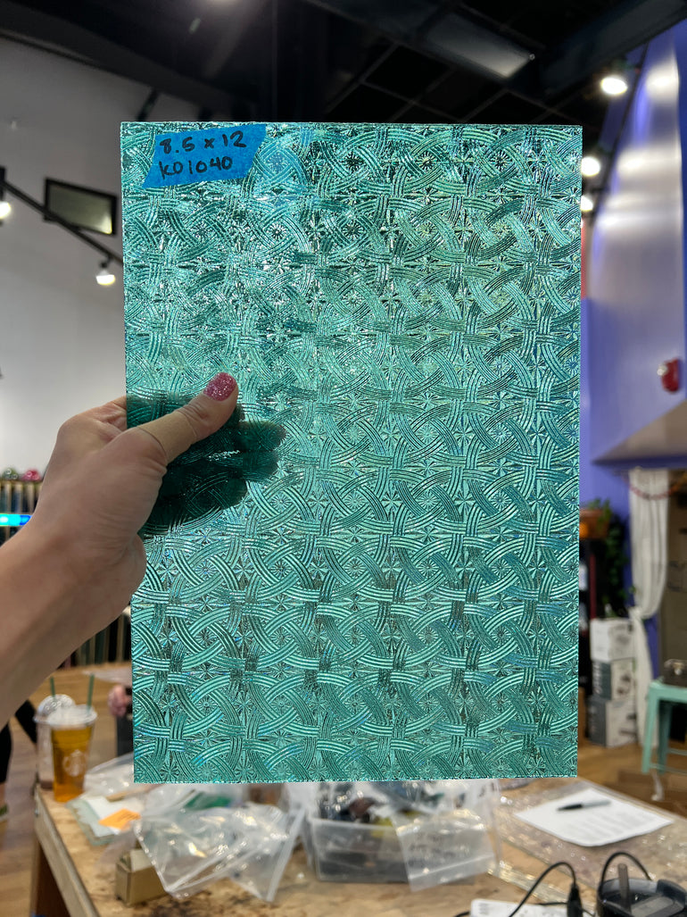 Teal Celtic Textured Kokomo Sheet Glass Colorado Glassworks KO1040 (12x8.5in)  