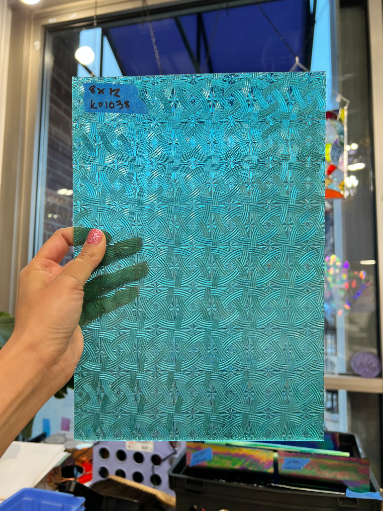 Teal Celtic Textured Kokomo Sheet Glass Colorado Glassworks   