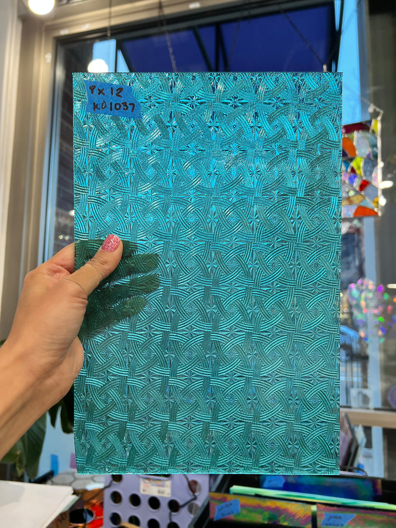 Teal Celtic Textured Kokomo Sheet Glass Colorado Glassworks   