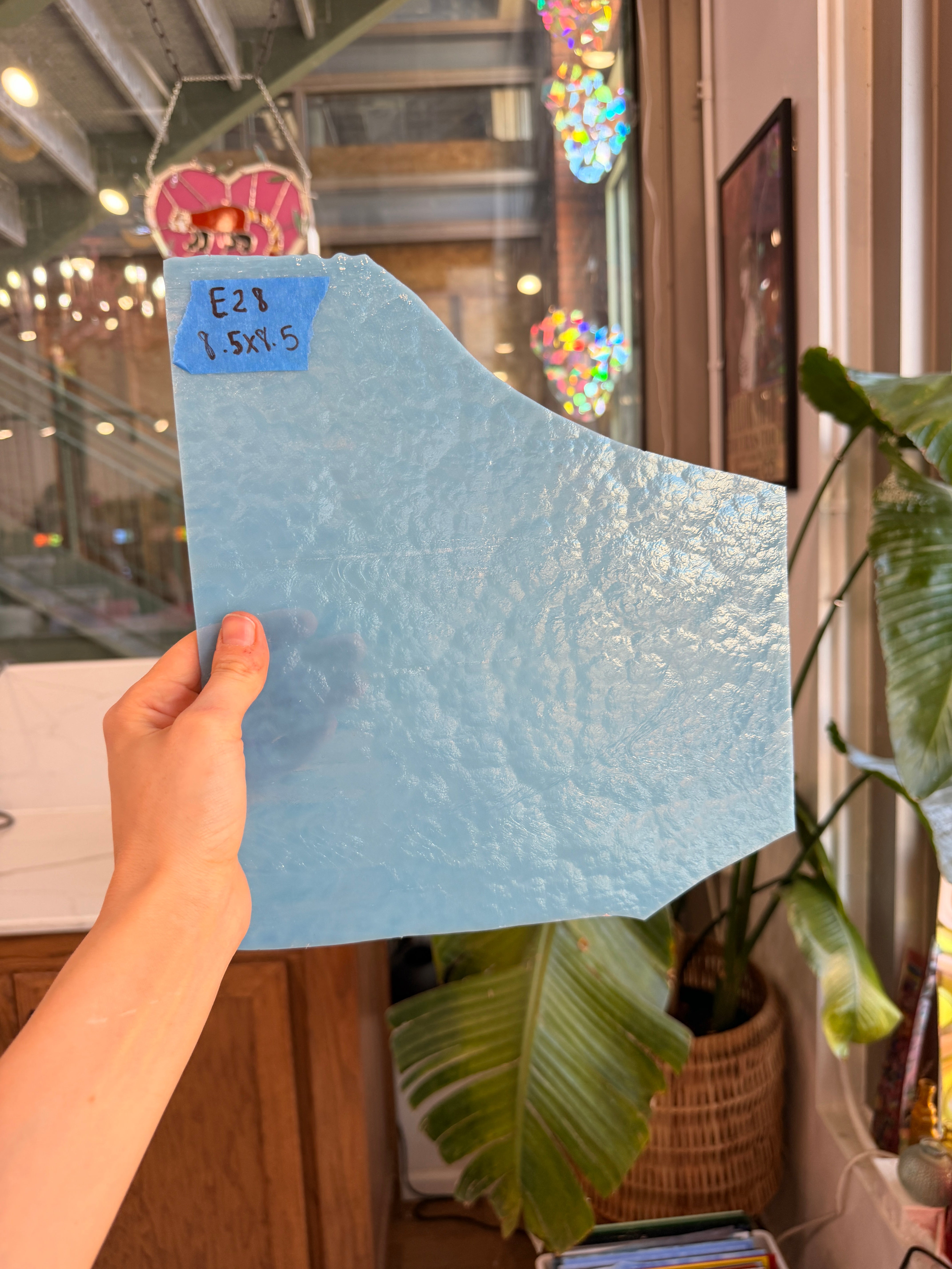 Dappled Light Blue Vintage Bullseye Sheet Glass Colorado Glassworks