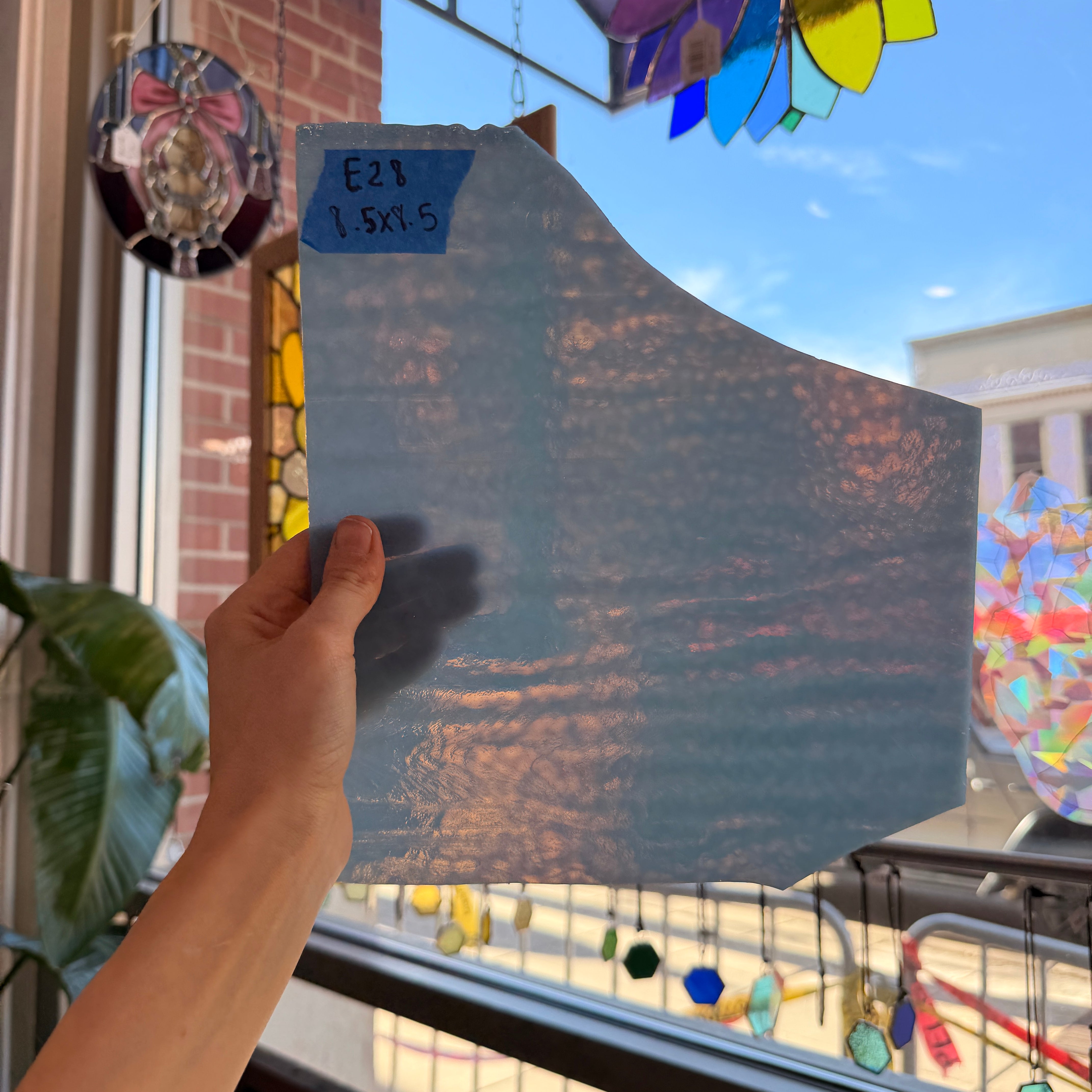 Dappled Light Blue Vintage Bullseye Sheet Glass Colorado Glassworks