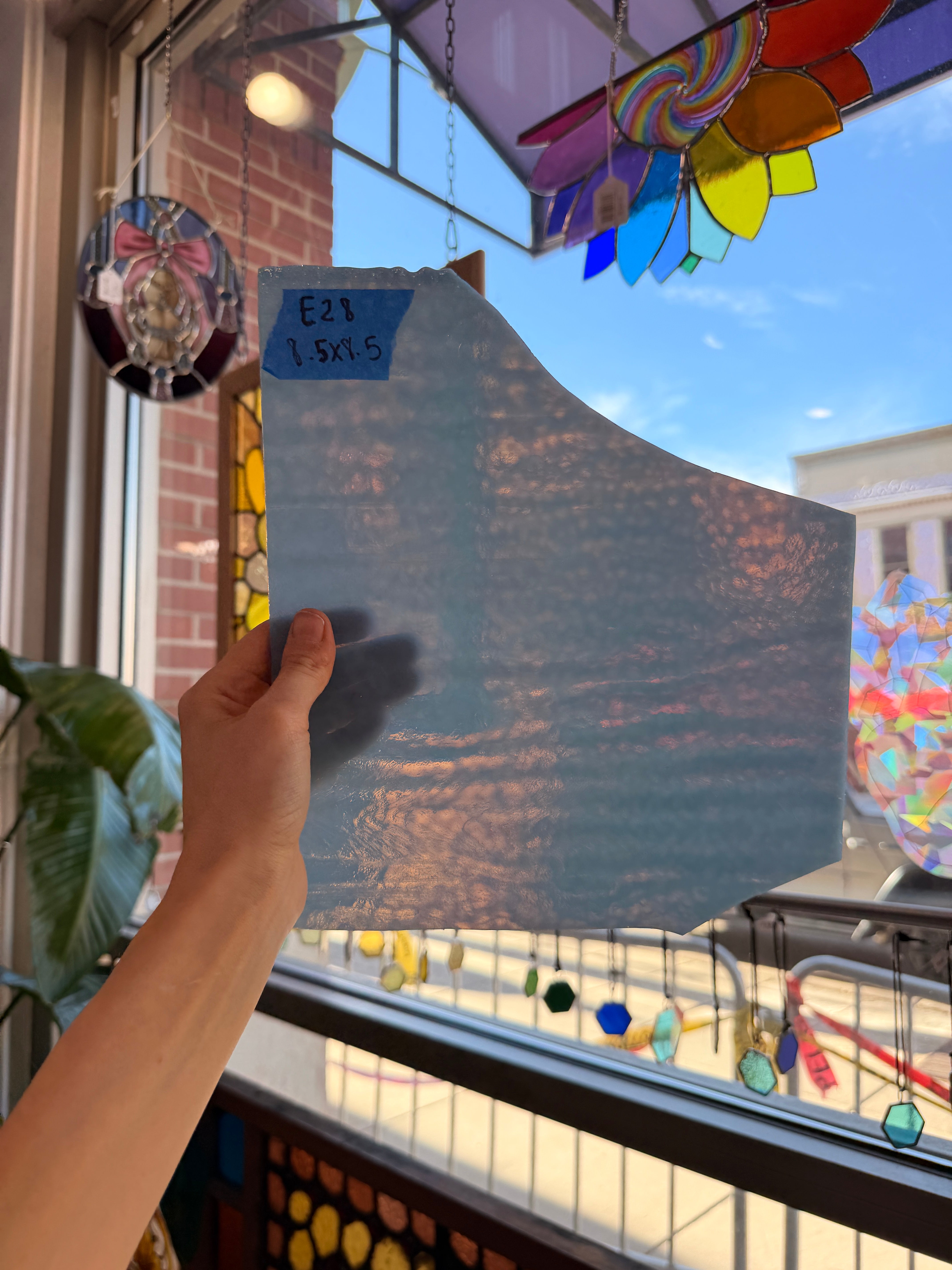 Dappled Light Blue Vintage Bullseye Sheet Glass Colorado Glassworks