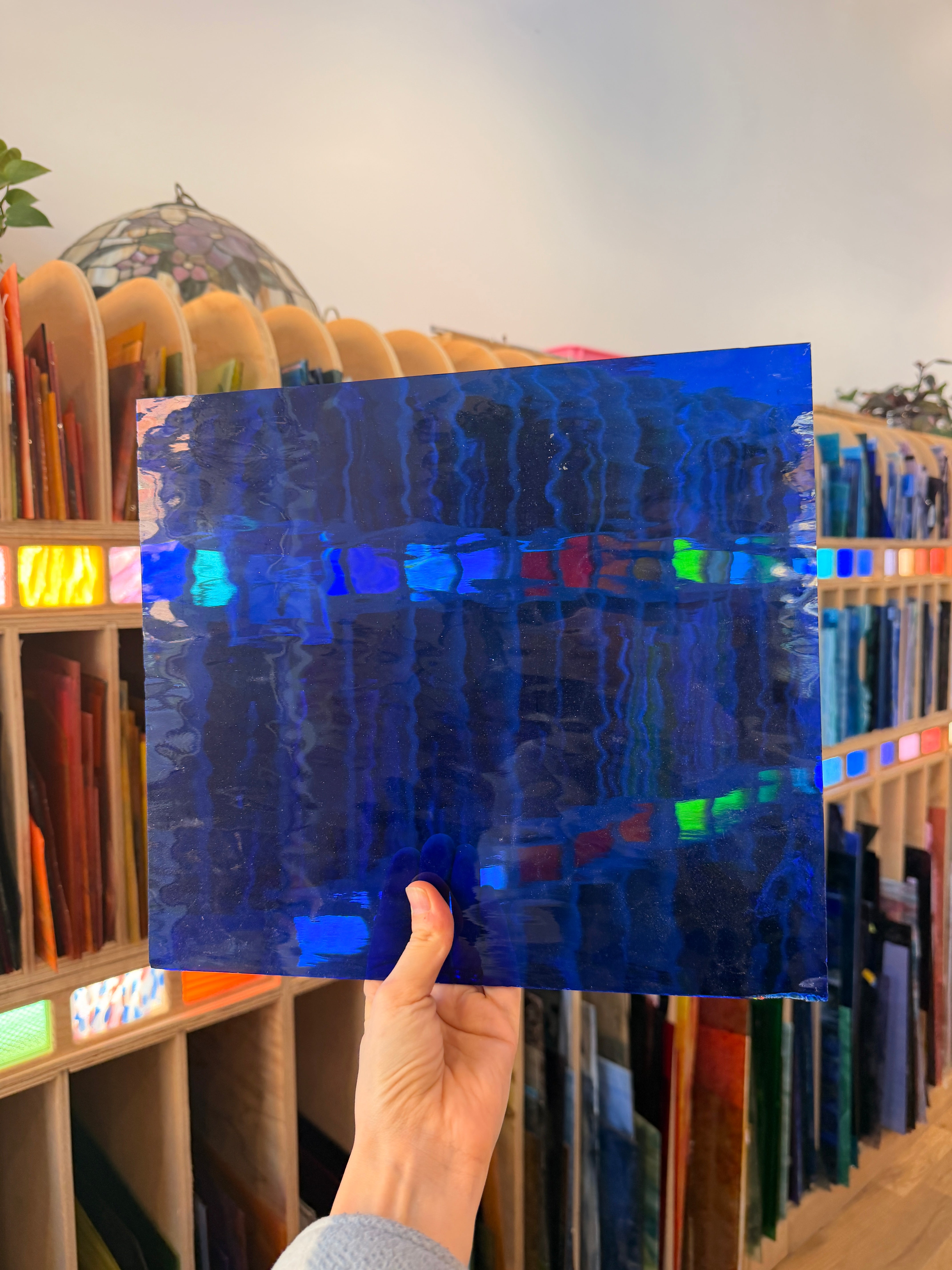 Dark Blue Waterglass Oceanside Fusible 96 COE (136W-F) Sheet Glass Colorado Glassworks