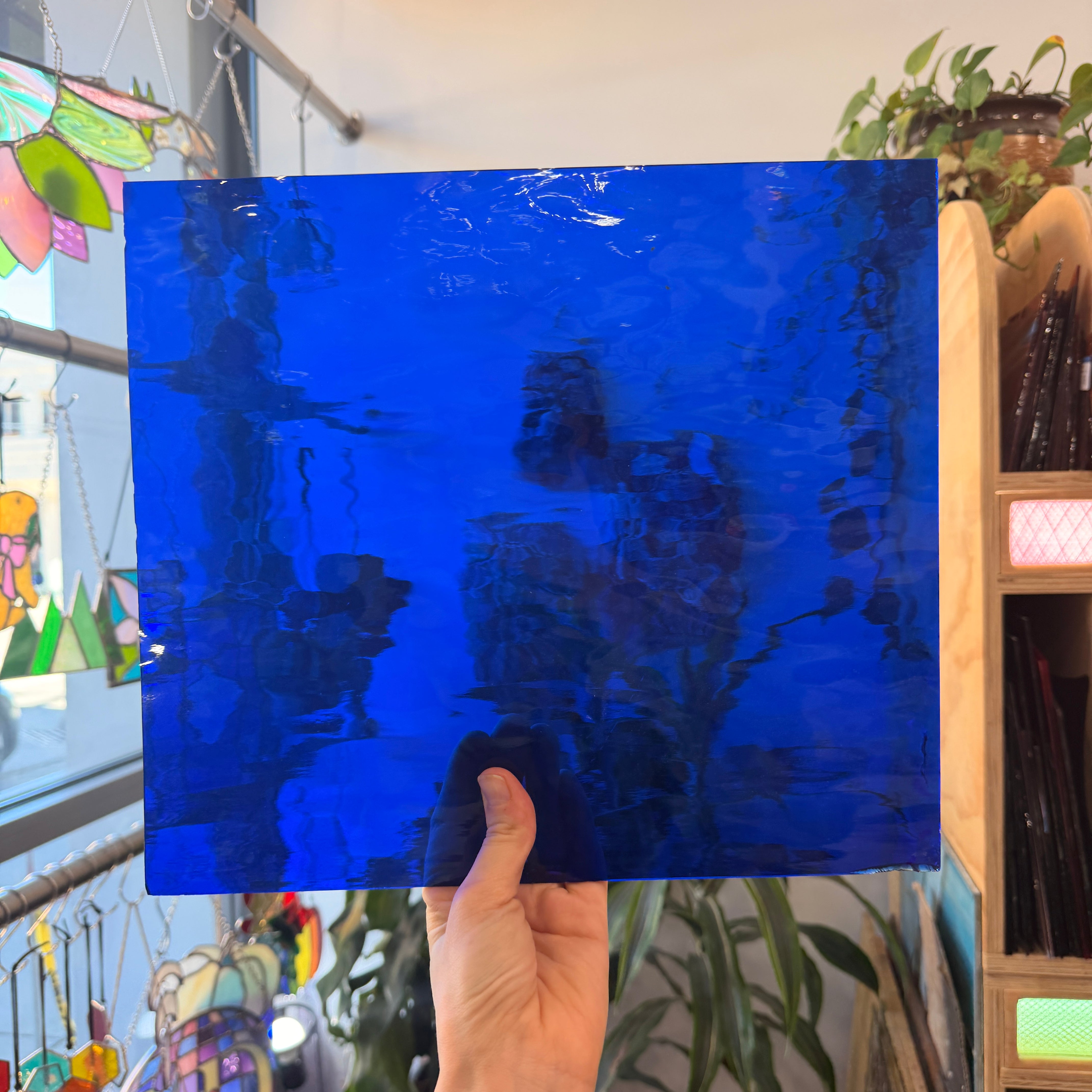 Dark Blue Waterglass Oceanside Fusible 96 COE (136WF) Sheet Glass Colorado Glassworks