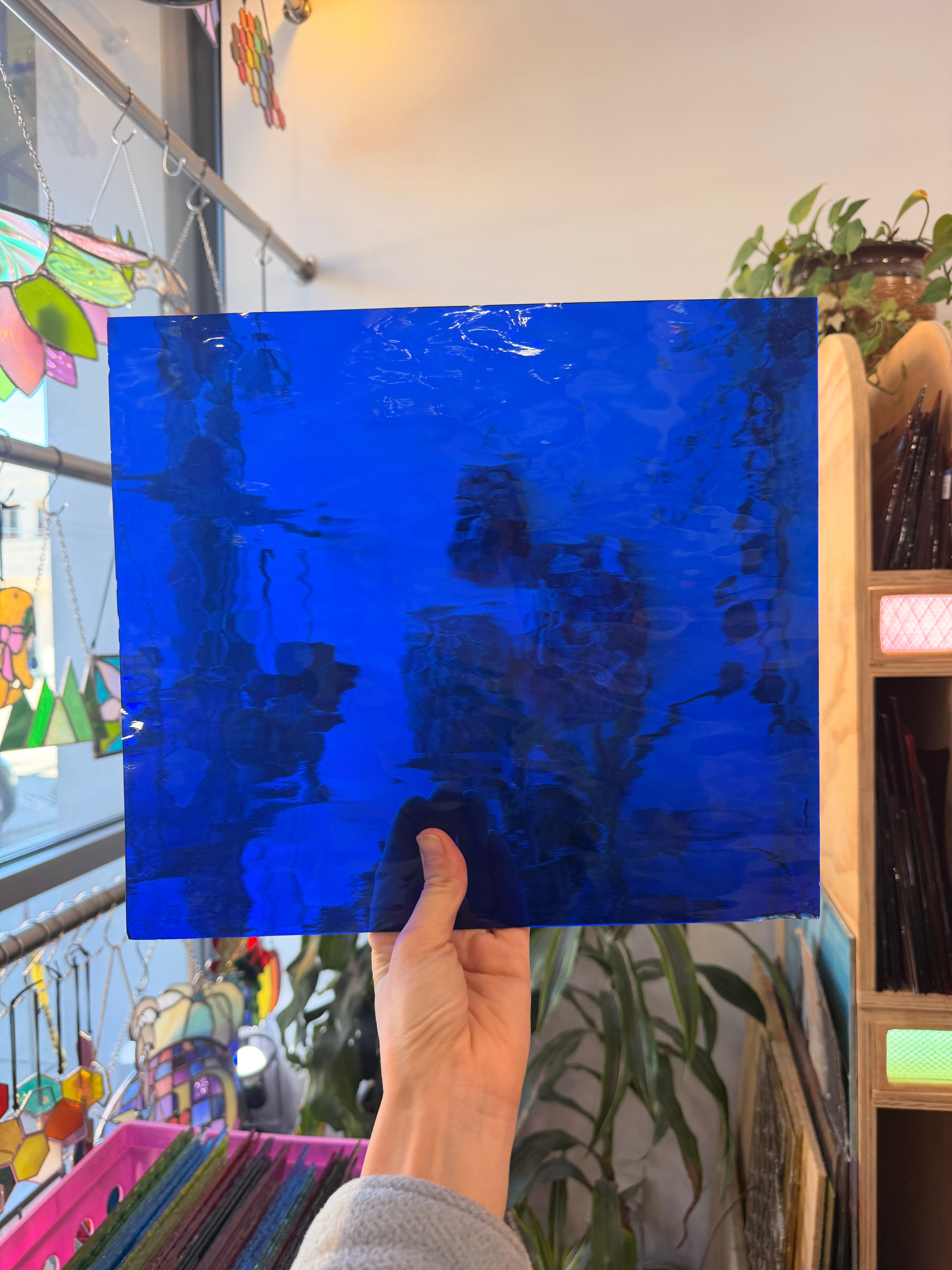 Dark Blue Waterglass Oceanside Fusible 96 COE (136W-F) Sheet Glass Colorado Glassworks