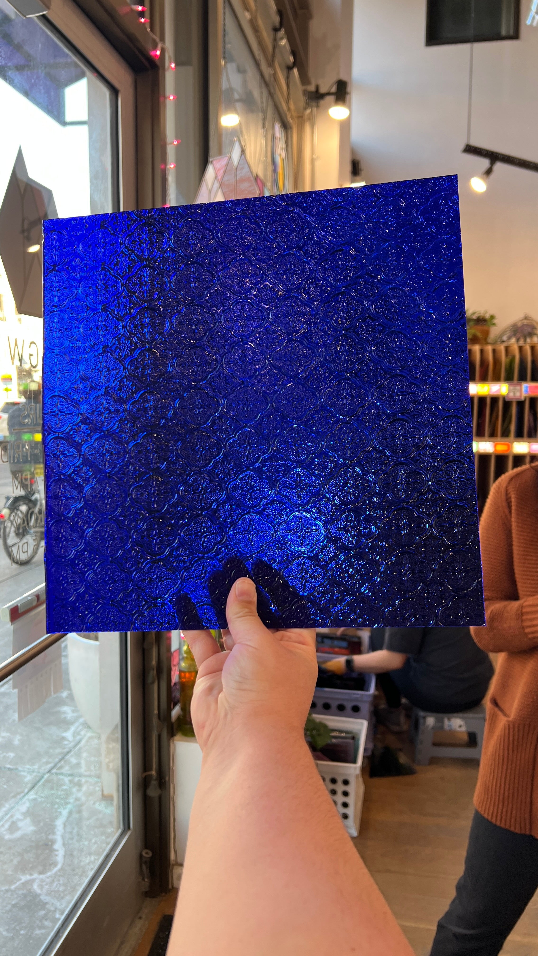 NEW! Cobalt Blue Lace Clear Transparent Sheet Glass Colorado Glassworks