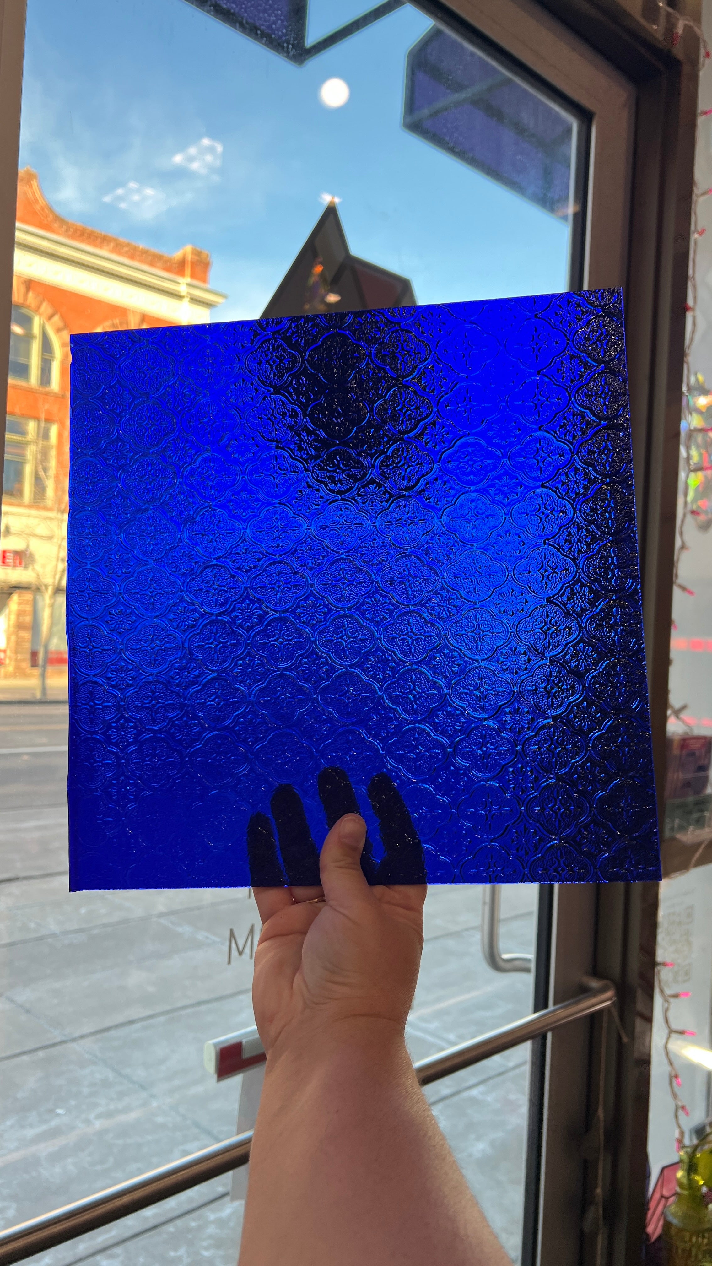 NEW! Cobalt Blue Lace Clear Transparent Sheet Glass Colorado Glassworks
