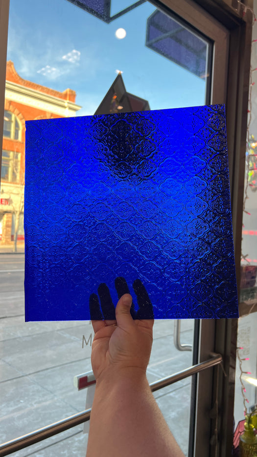 NEW! Cobalt Blue Lace Clear Transparent Sheet Glass Colorado Glassworks