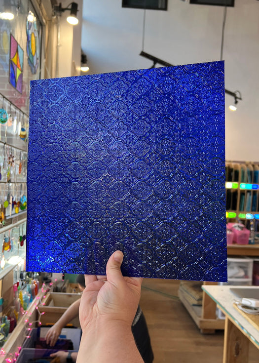 NEW! Cobalt Blue Lace Clear Transparent Sheet Glass Colorado Glassworks