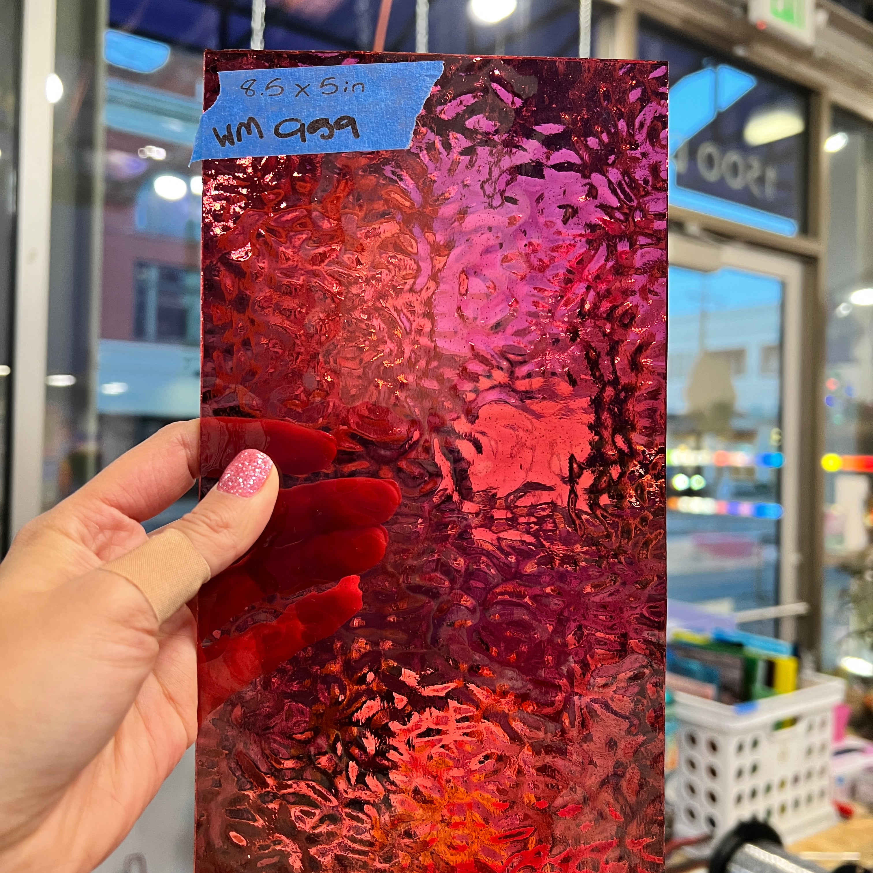 Transparent Cranberry English Muffle Wissmach Sheet Glass Wissmach   