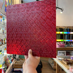 NEW! Red Lace Transparent Textured Sheet Glass Colorado Glassworks