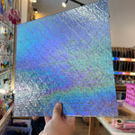 NEW! Light Blue Iridescent Lace Clear Transparent Sheet Glass Colorado Glassworks