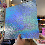 NEW! Light Blue Iridescent Lace Clear Transparent Sheet Glass Colorado Glassworks