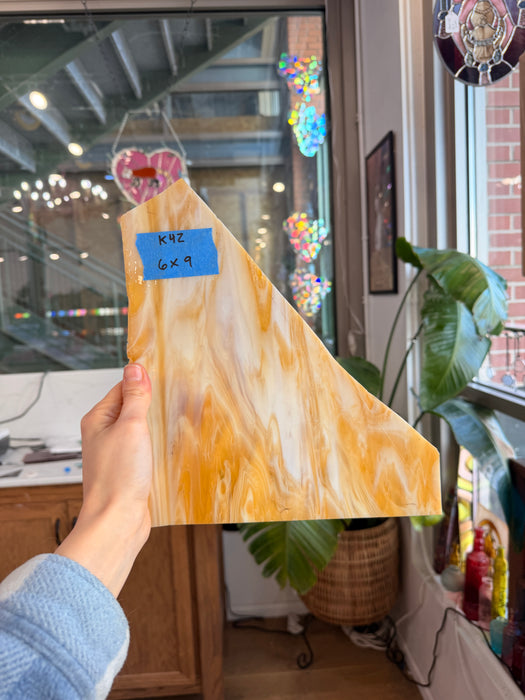 Medium Amber and White Wispy Sheet Glass Armstrong