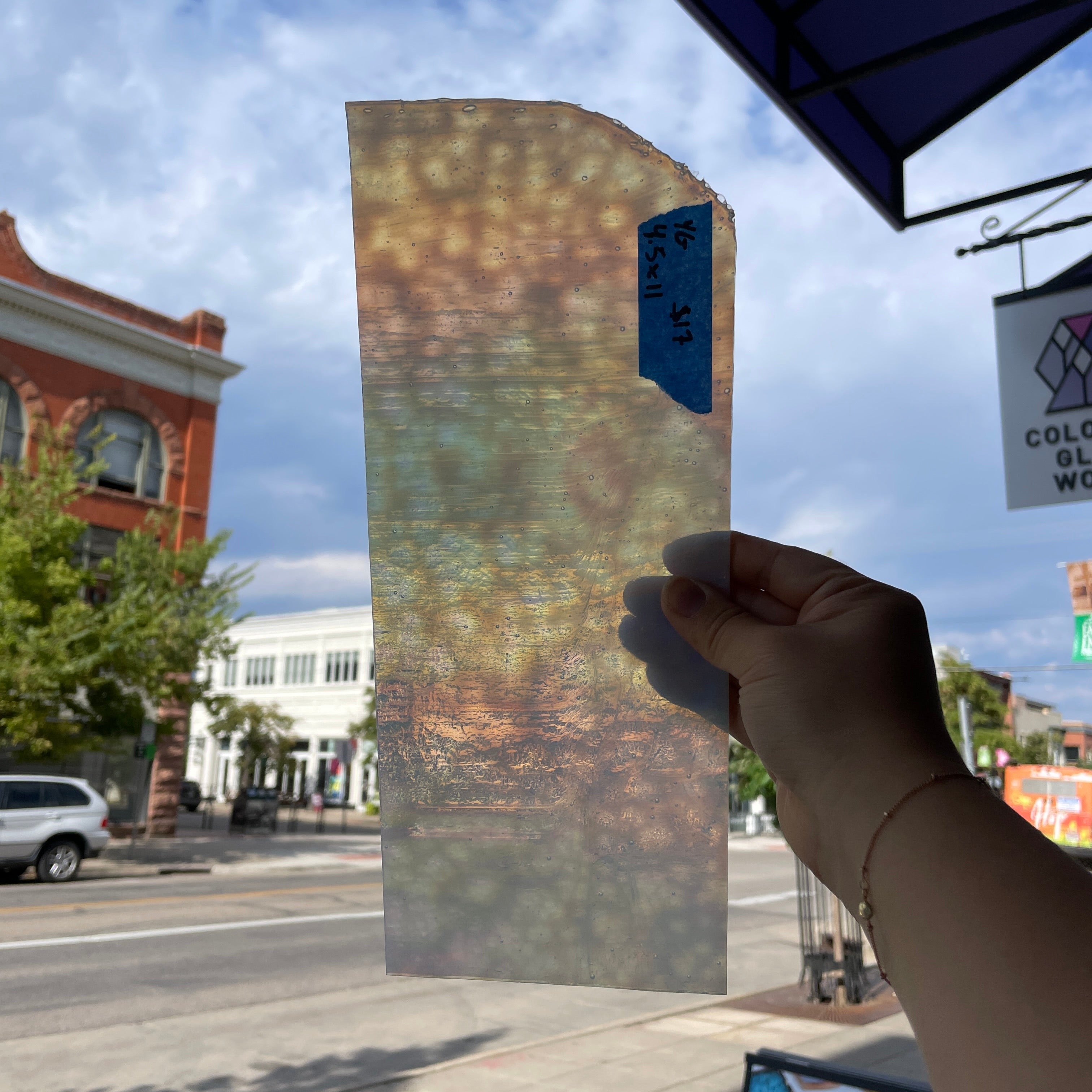 Iridescent White Mottled Youghiogheny Sheet Glass Colorado Glassworks