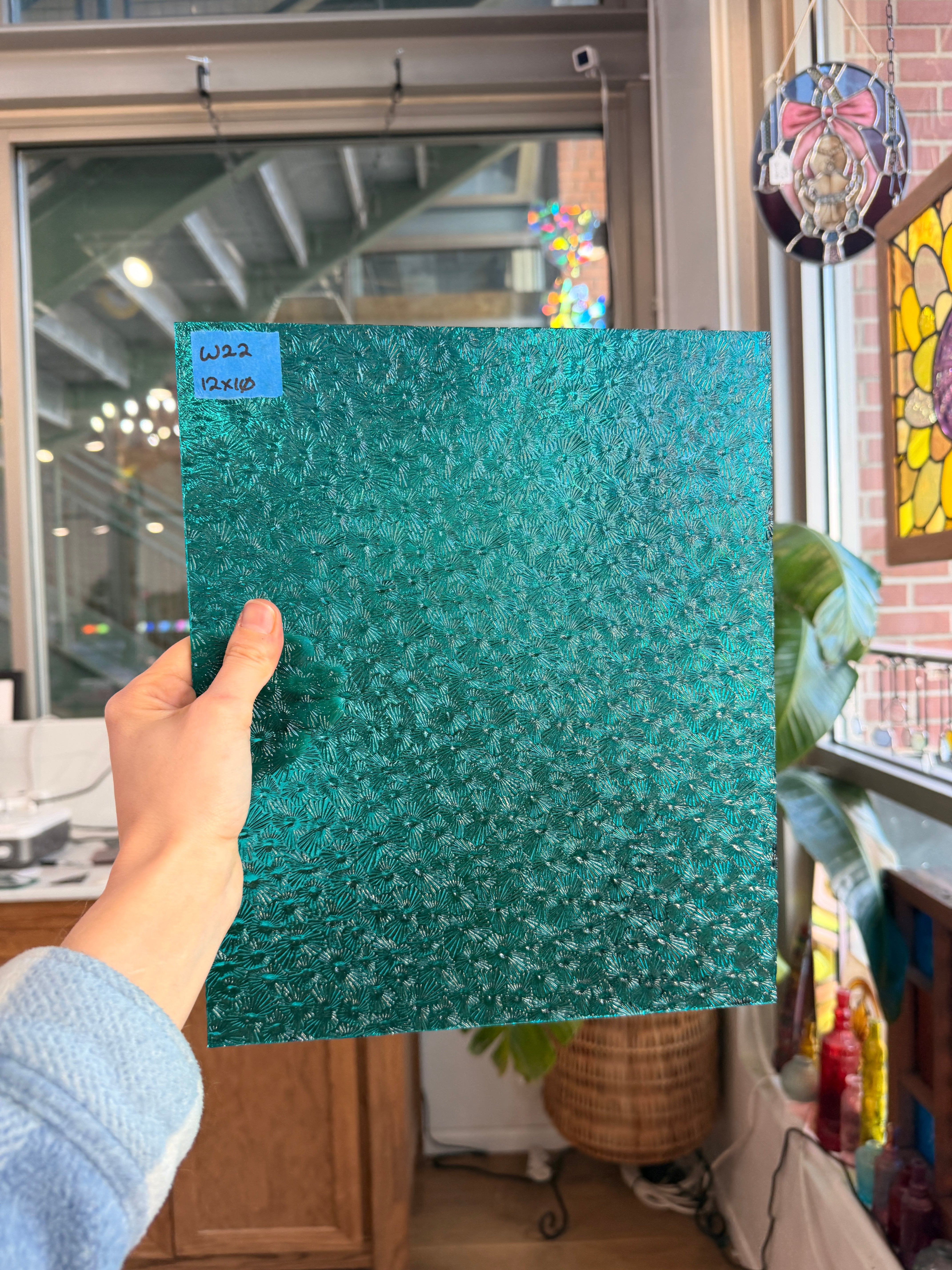 Robin's Egg Teal Florentine Wissmach Sheet Glass Unknown