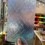 NEW! Light Blue Iridescent Lace Clear Transparent Sheet Glass Colorado Glassworks