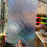 NEW! Light Blue Iridescent Lace Clear Transparent Sheet Glass Colorado Glassworks