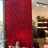 NEW! Red Lace Transparent Textured Sheet Glass Colorado Glassworks