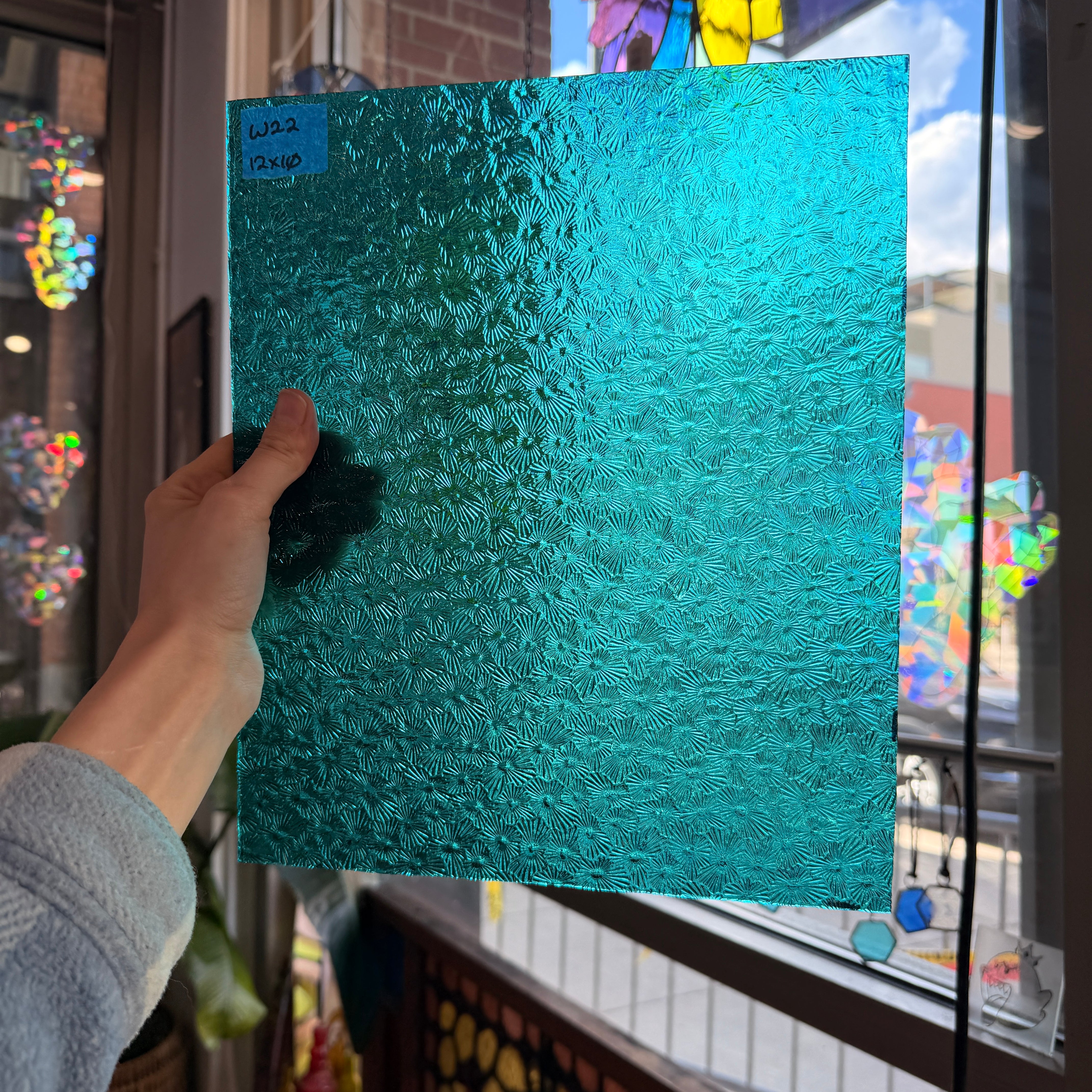 Robin's Egg Teal Florentine Wissmach Sheet Glass Unknown
