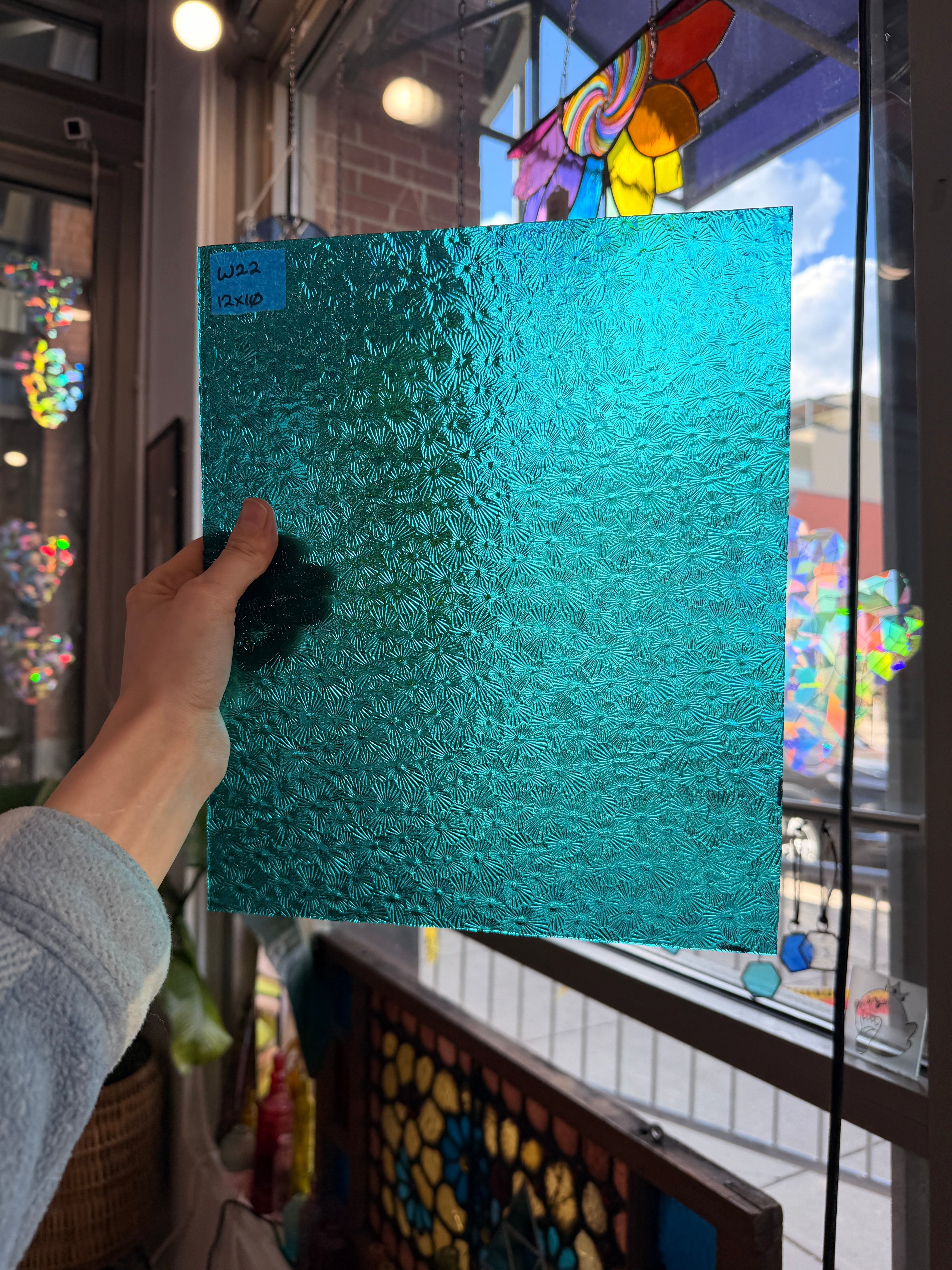 Robin's Egg Teal Florentine Wissmach Sheet Glass Unknown