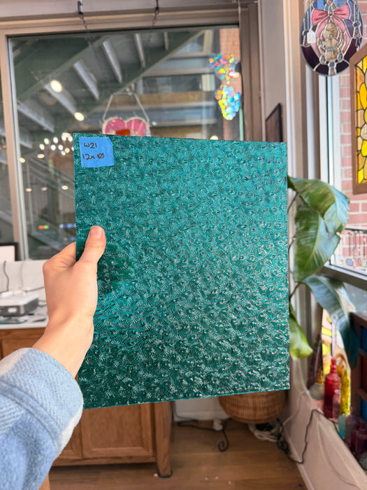 Robin's Egg Teal Florentine Wissmach Sheet Glass Unknown