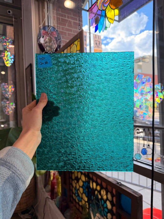 Robin's Egg Teal Florentine Wissmach Sheet Glass Unknown