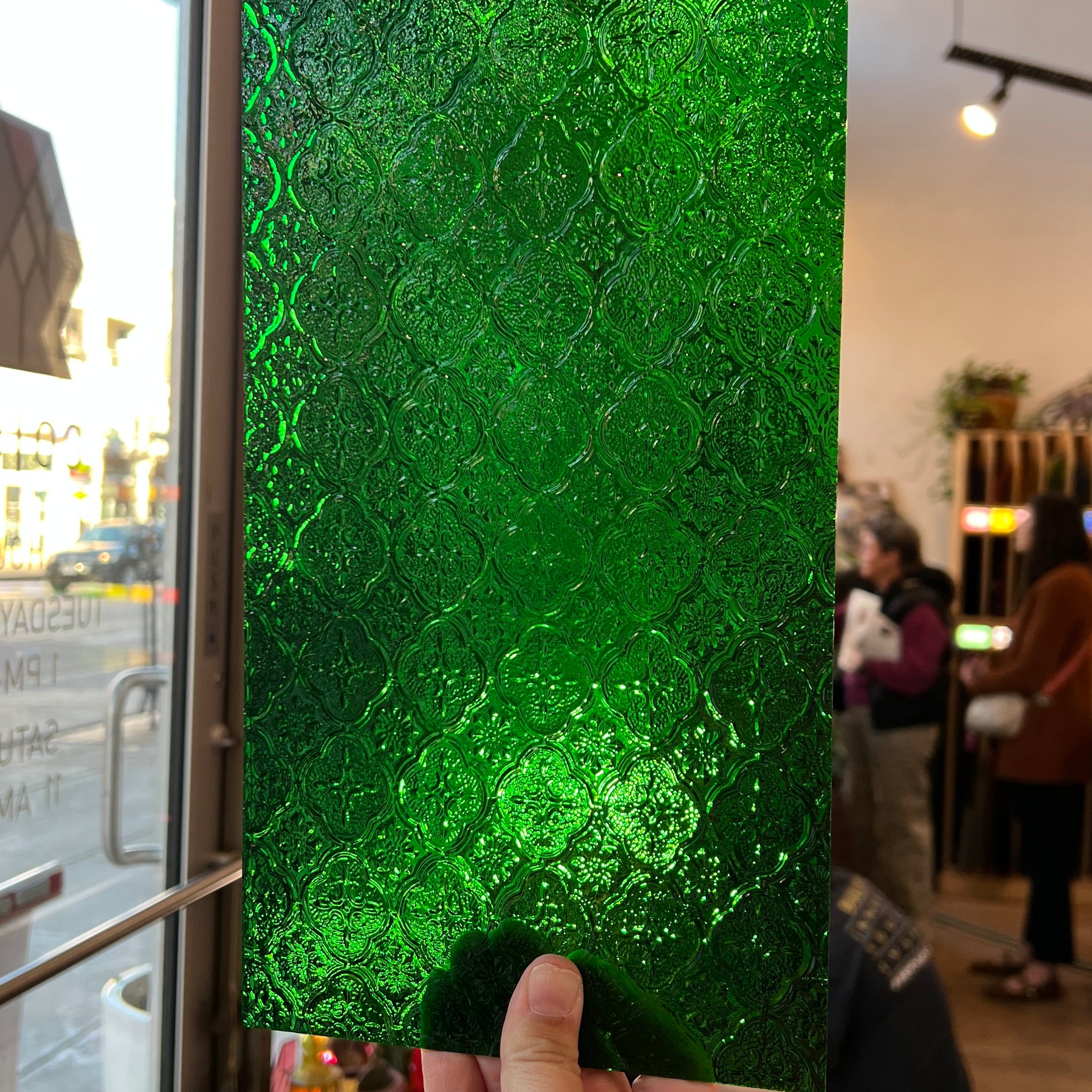 NEW! Green Lace Transparent Textured Sheet Glass Colorado Glassworks CH-GREEN-LACE (12x6in)