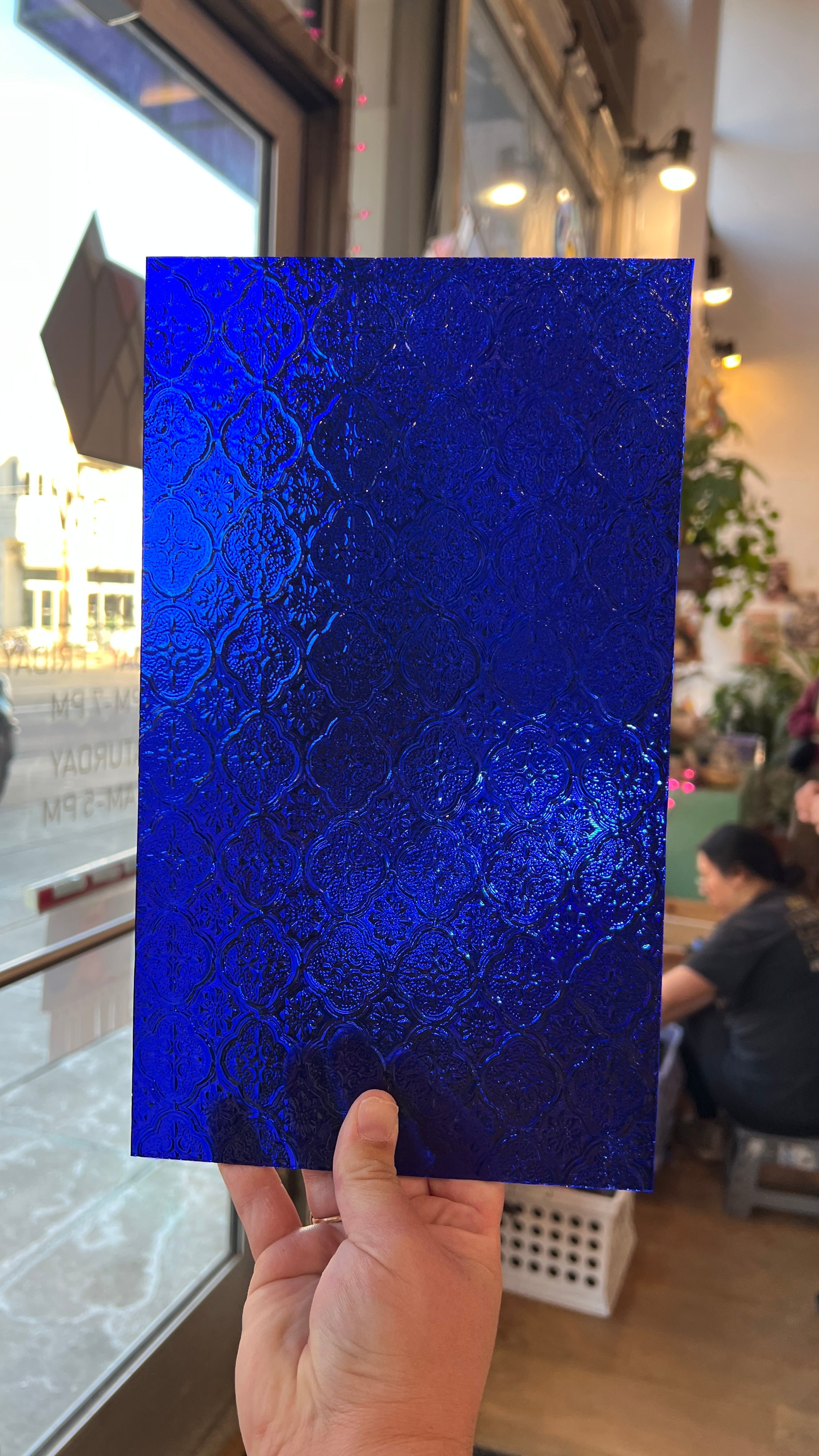 NEW! Cobalt Blue Lace Clear Transparent Sheet Glass Colorado Glassworks