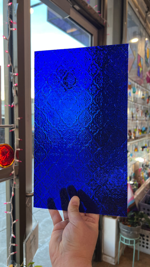 NEW! Cobalt Blue Lace Clear Transparent Sheet Glass Colorado Glassworks
