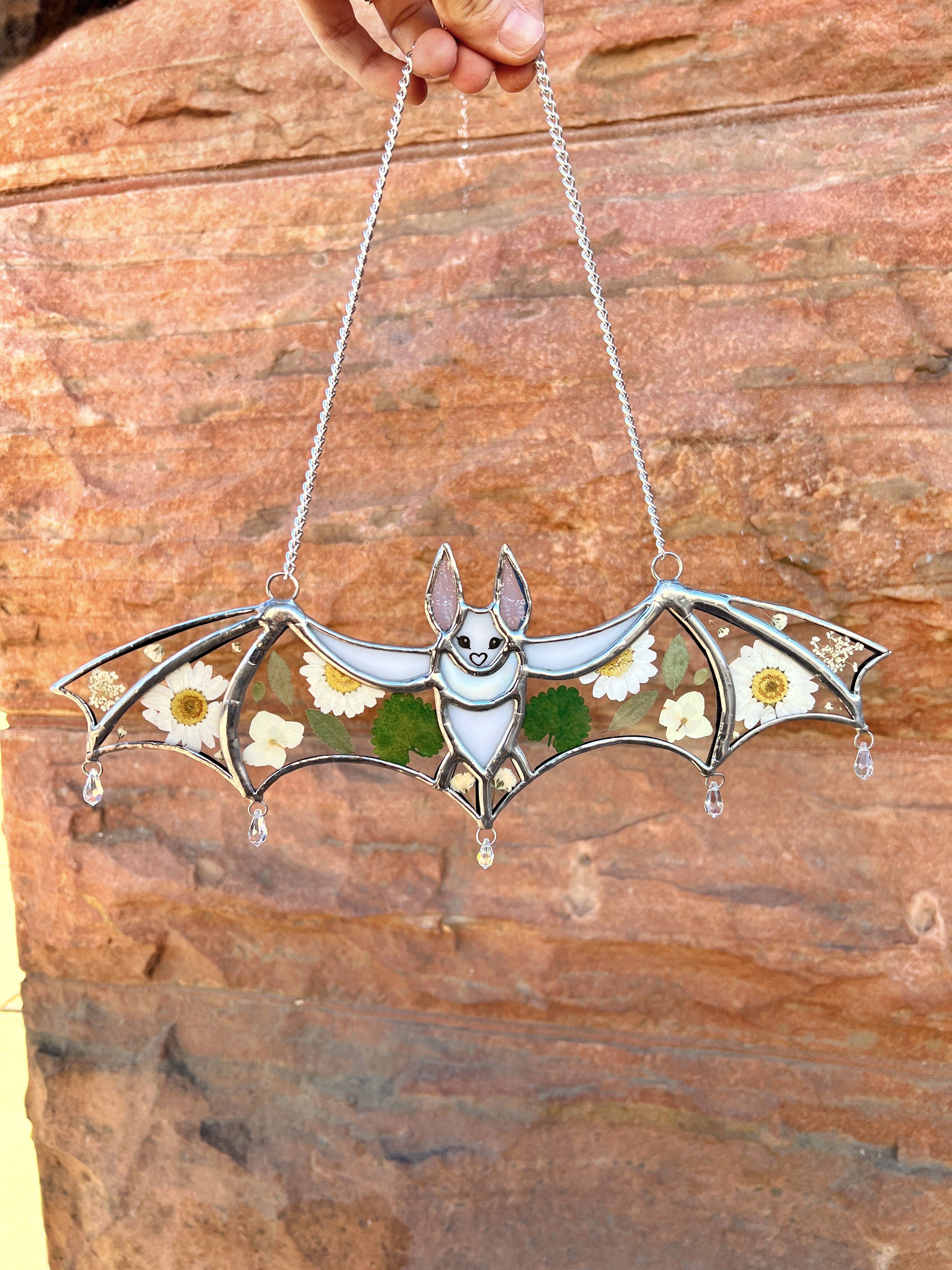 White Pressed Flower Lola Bat (COGW x Andrea Guzzetta) Finished Pieces Colorado Glassworks