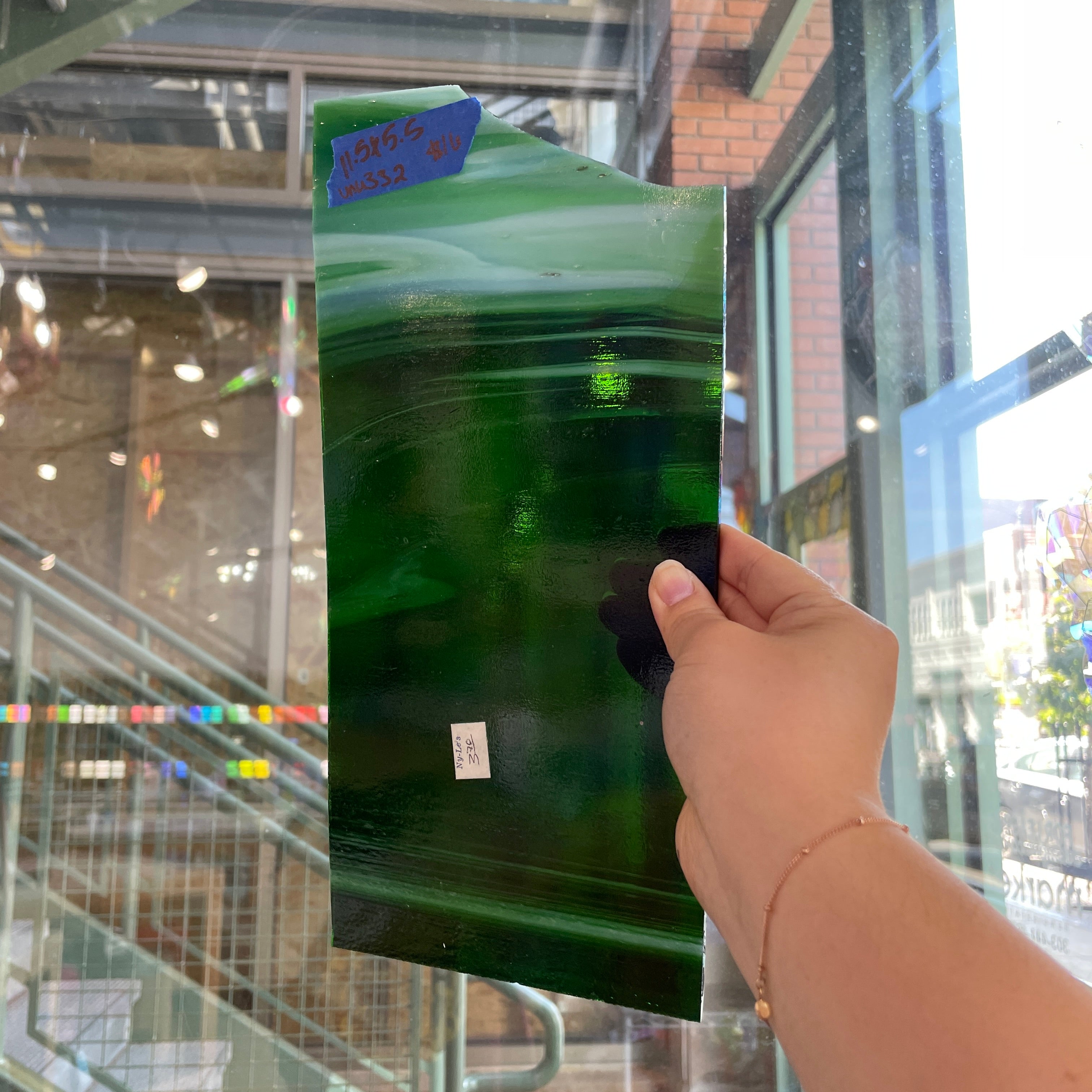 Green White Mixed Transparent Sheet Glass Colorado Glassworks UNK332 (11.5x5.5in)