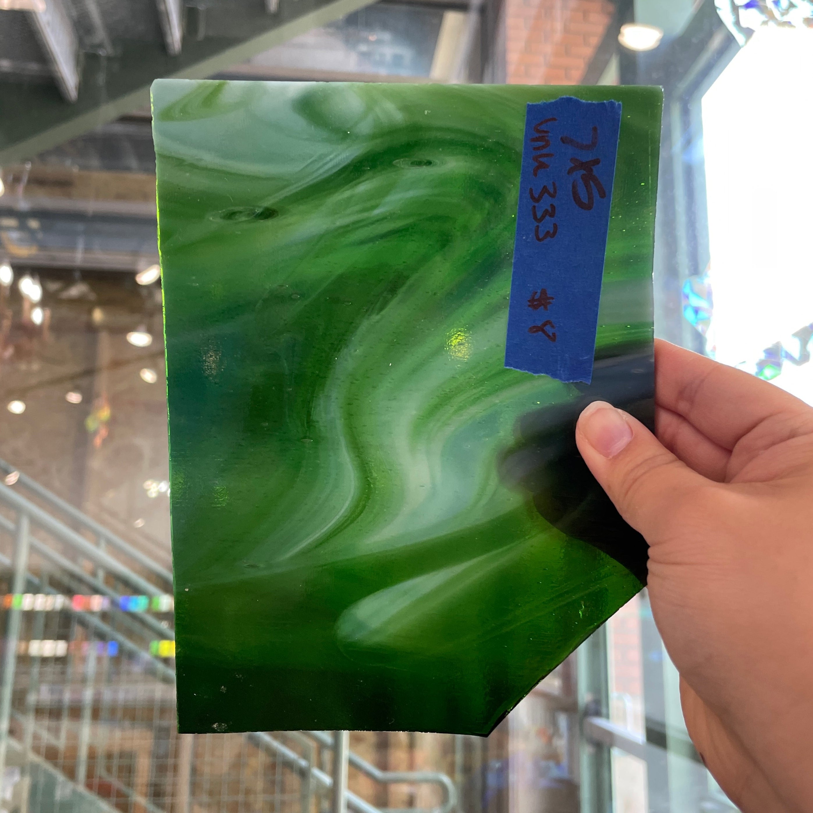 Green White Mixed Transparent Sheet Glass Colorado Glassworks UNK333 (7x5in)