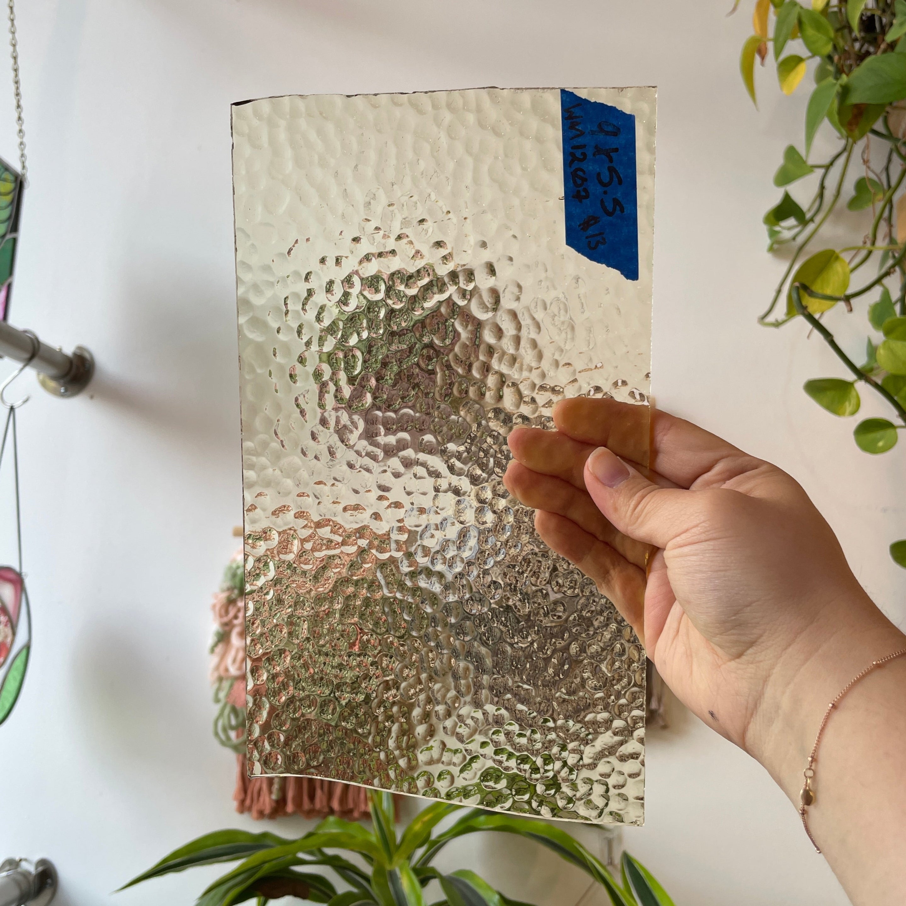Pale Yellow Transparent Hammered Wissmach Sheet Glass Colorado Glassworks