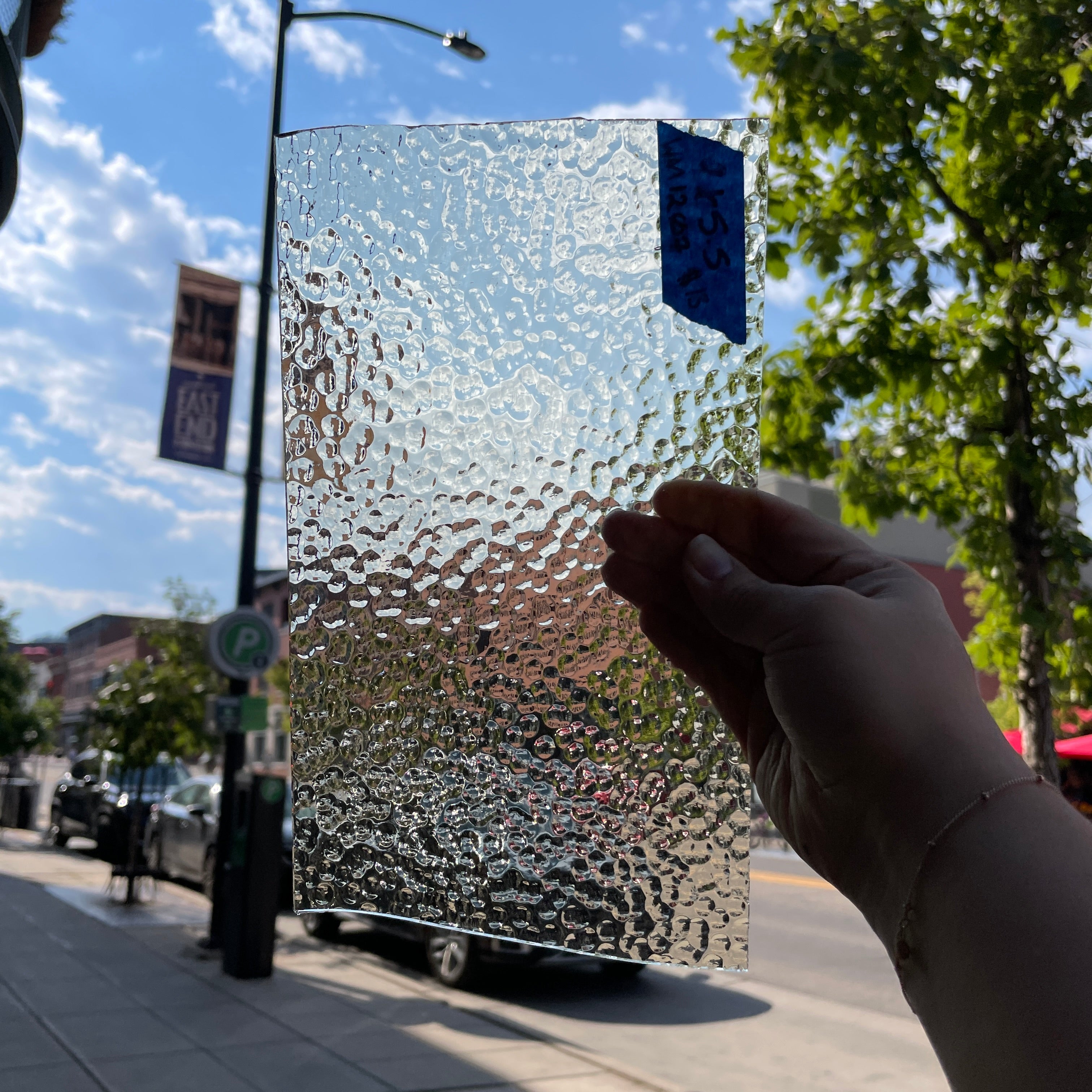 Pale Yellow Transparent Hammered Wissmach Sheet Glass Colorado Glassworks