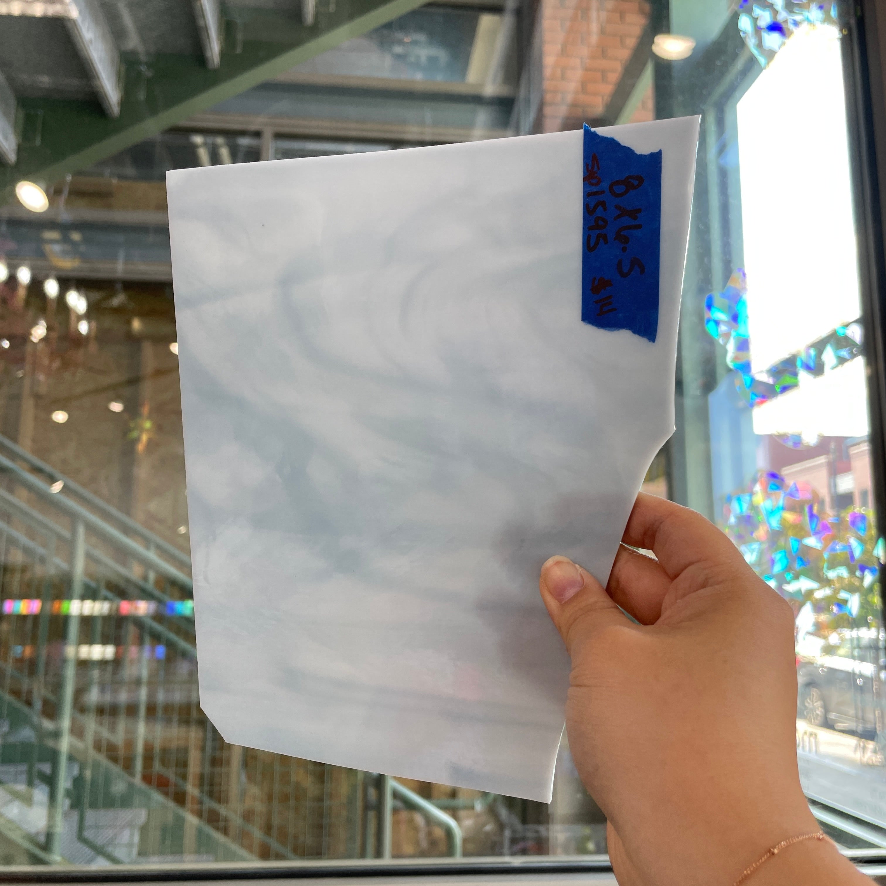 White Blue Mixed Opaque Spectrum Sheet Glass Colorado Glassworks