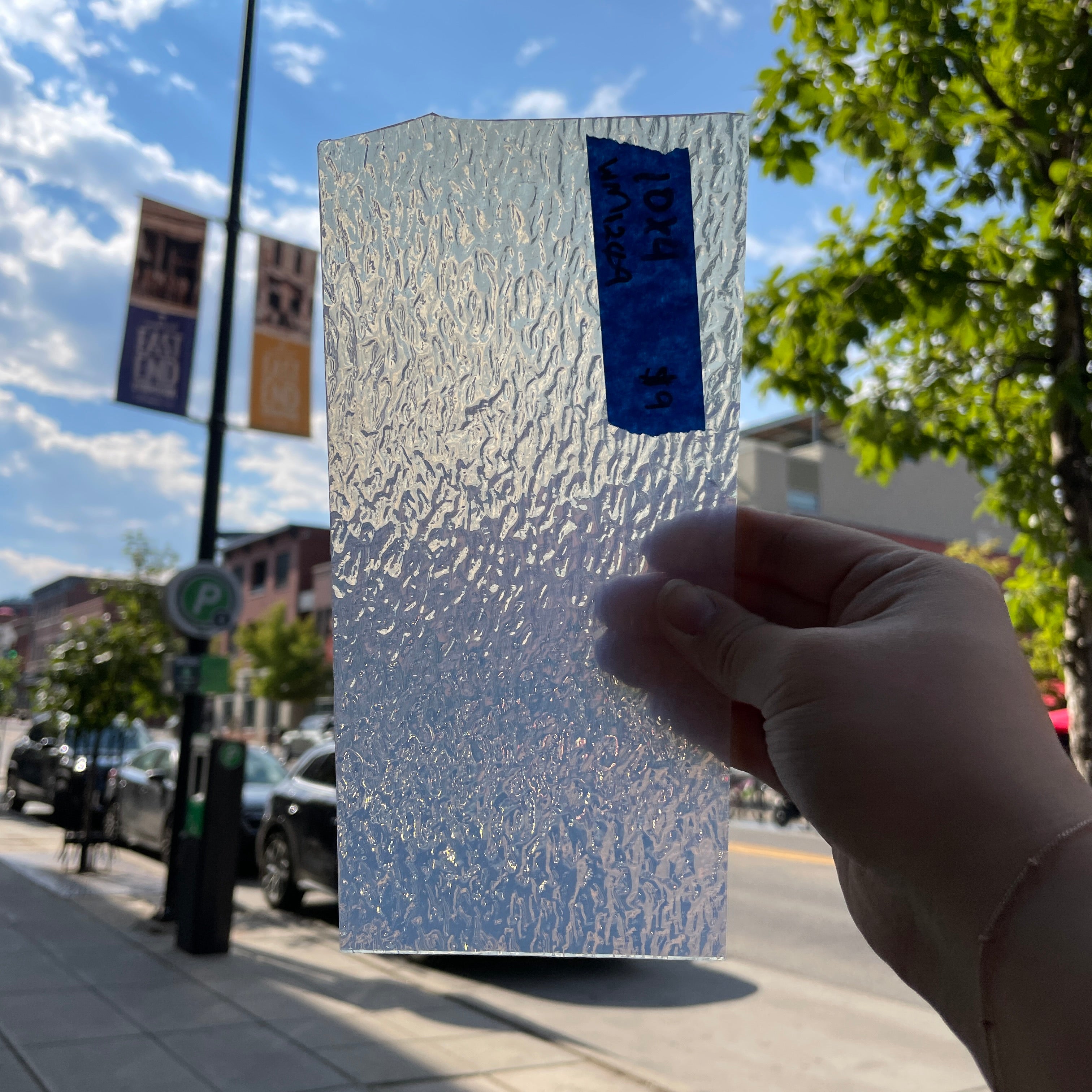 Milky White Transparent Ripple Wissmach Sheet Glass Colorado Glassworks