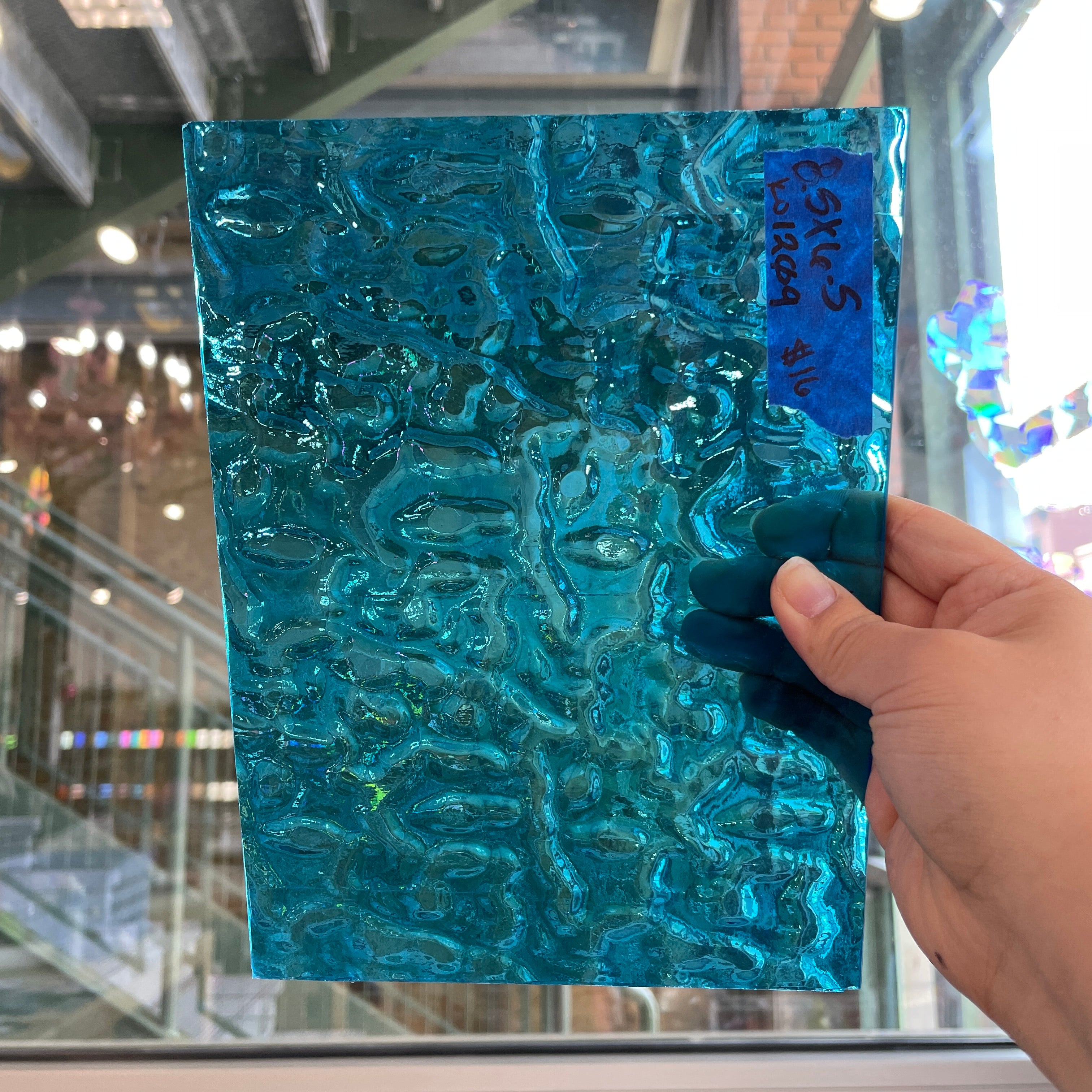 Bright Blue Transparent Flemish Kokomo Sheet Glass Colorado Glass Works