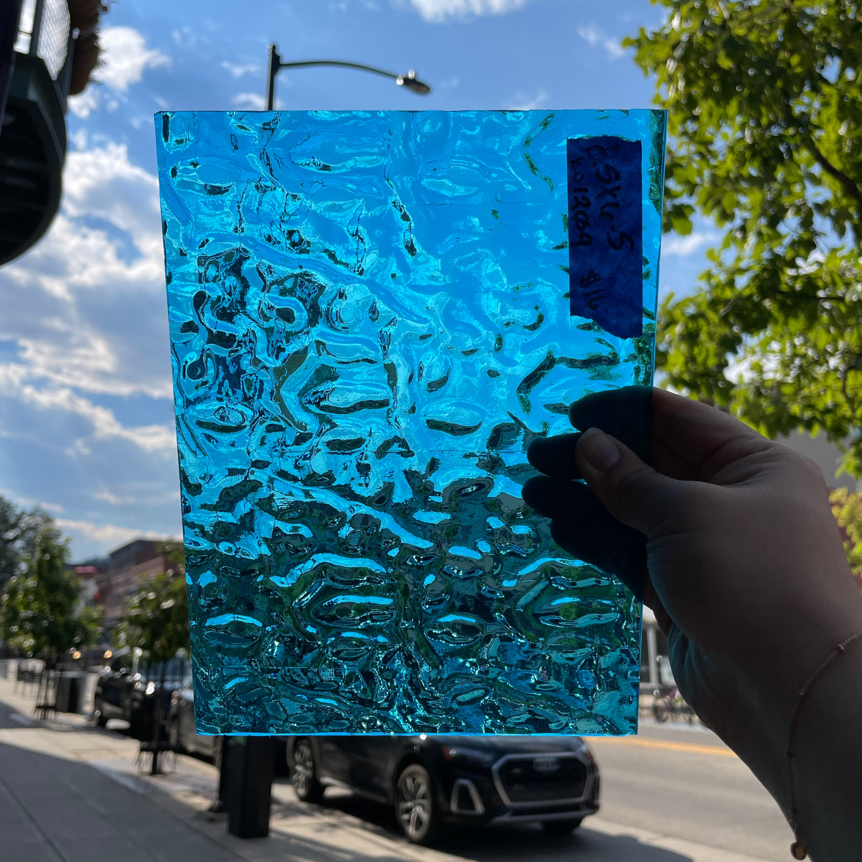 Bright Blue Transparent Flemish Kokomo Sheet Glass Colorado Glass Works